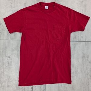 Vintage TownCraft JCPenny Blank Red Pocket Single Stitch T Shirt Size Medium